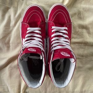 Men’s Vans Hi Top Formula One Red and White Sneakers Size 8.5